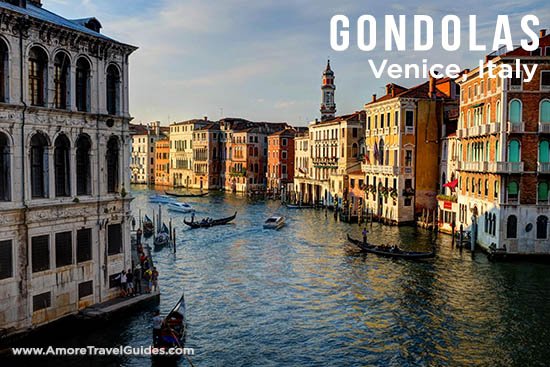 Gondolas on Canal Venice Italy